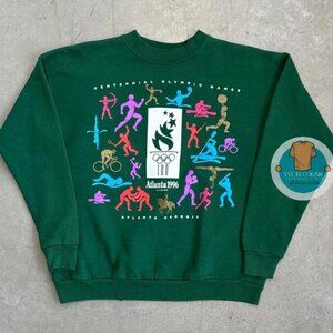 1996 Atlanta Olympics Sports Logo Sweatshirt USA Sportswear shirt green 1996